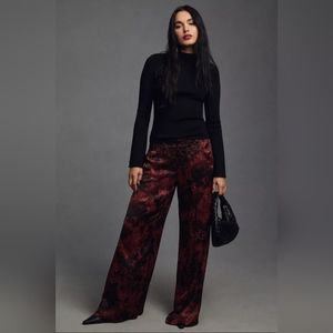 Anthropologie satin wide leg trousers